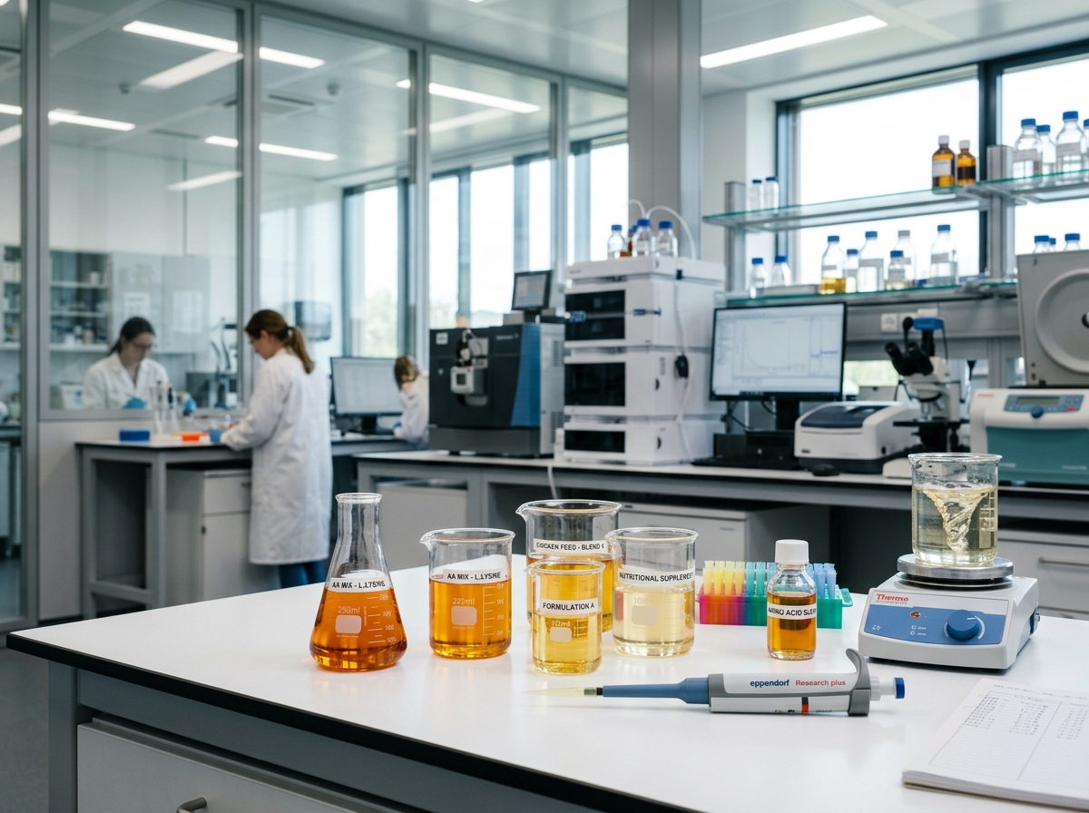 Life sciences nutrition laboratory developing amino acid and metabolic feed supplement formulations
